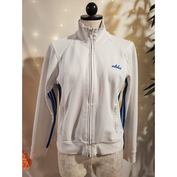 Vtg Y2K Adidas Womens 3 Stripe Zip Track Jacket Size L Pockets 2005 Active Sport - Picture 2 of 15